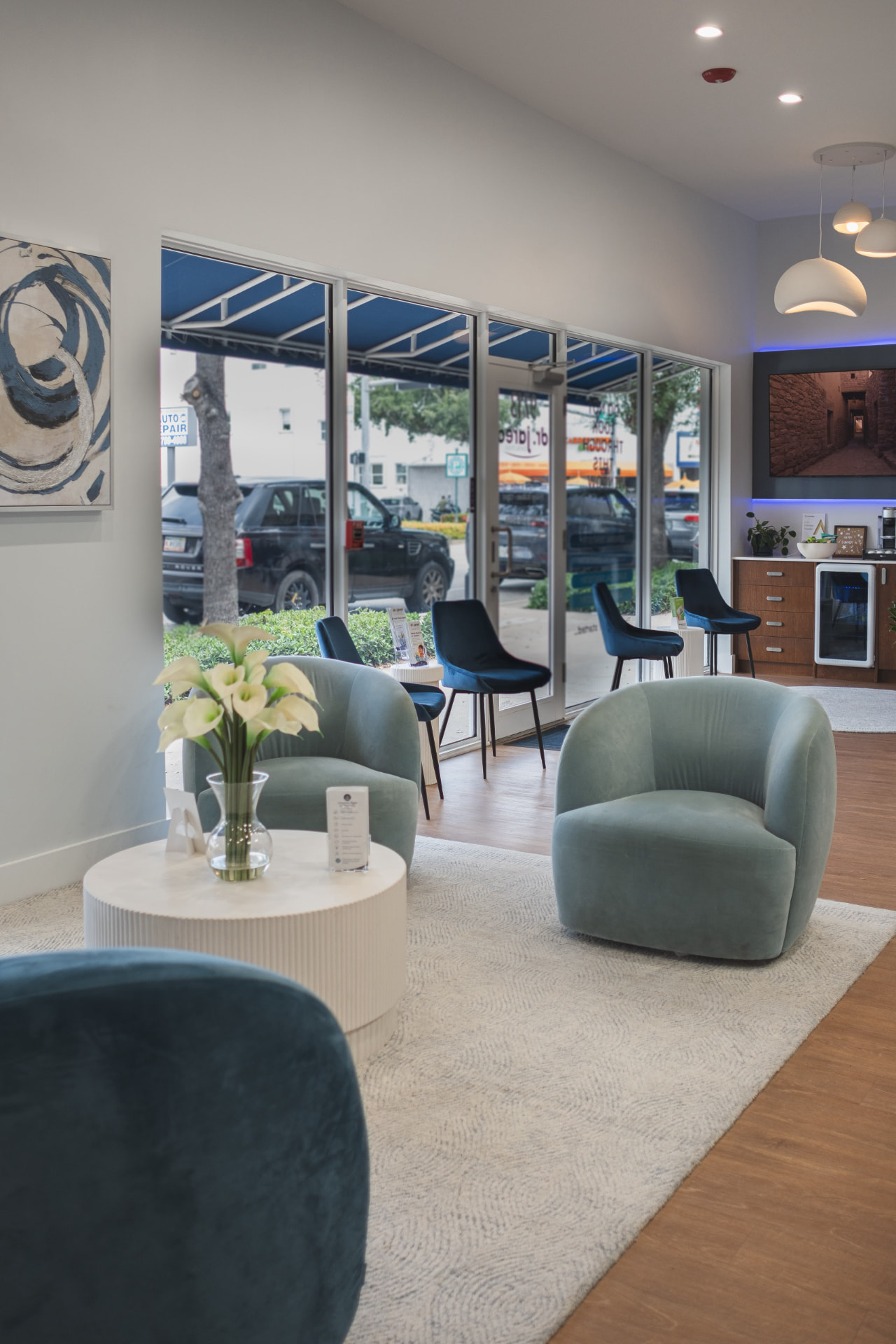 Comfortable patient lounge at Dr Jared Dental Studio